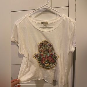 Women’s cropped size medium hippie white t-shirt very flowy and stretchy